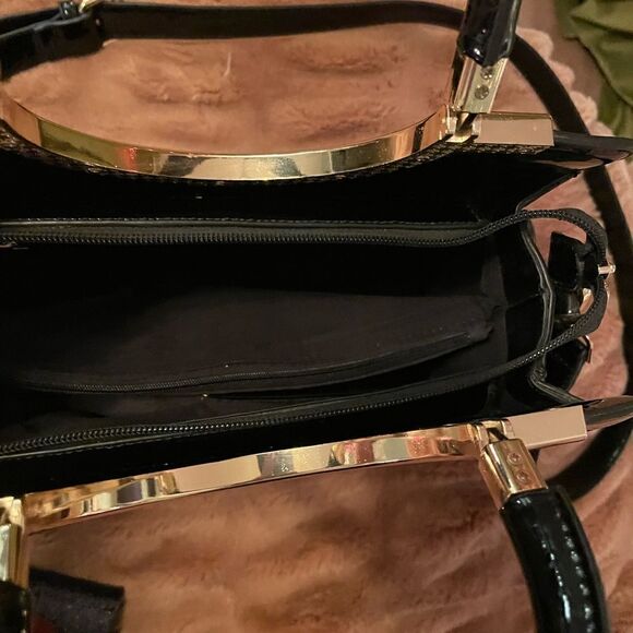 ♥️ Women's Handbags Designer Purses Satchel 
Structured Shoulder black patent - Picture 15 of 16